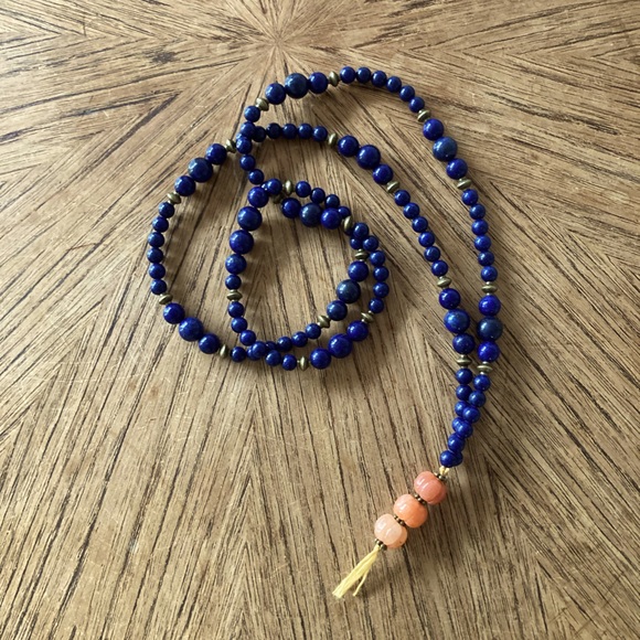 Handmade Jewelry - Beautiful New Handmade Lapis Lazuli Mala Healing Necklace